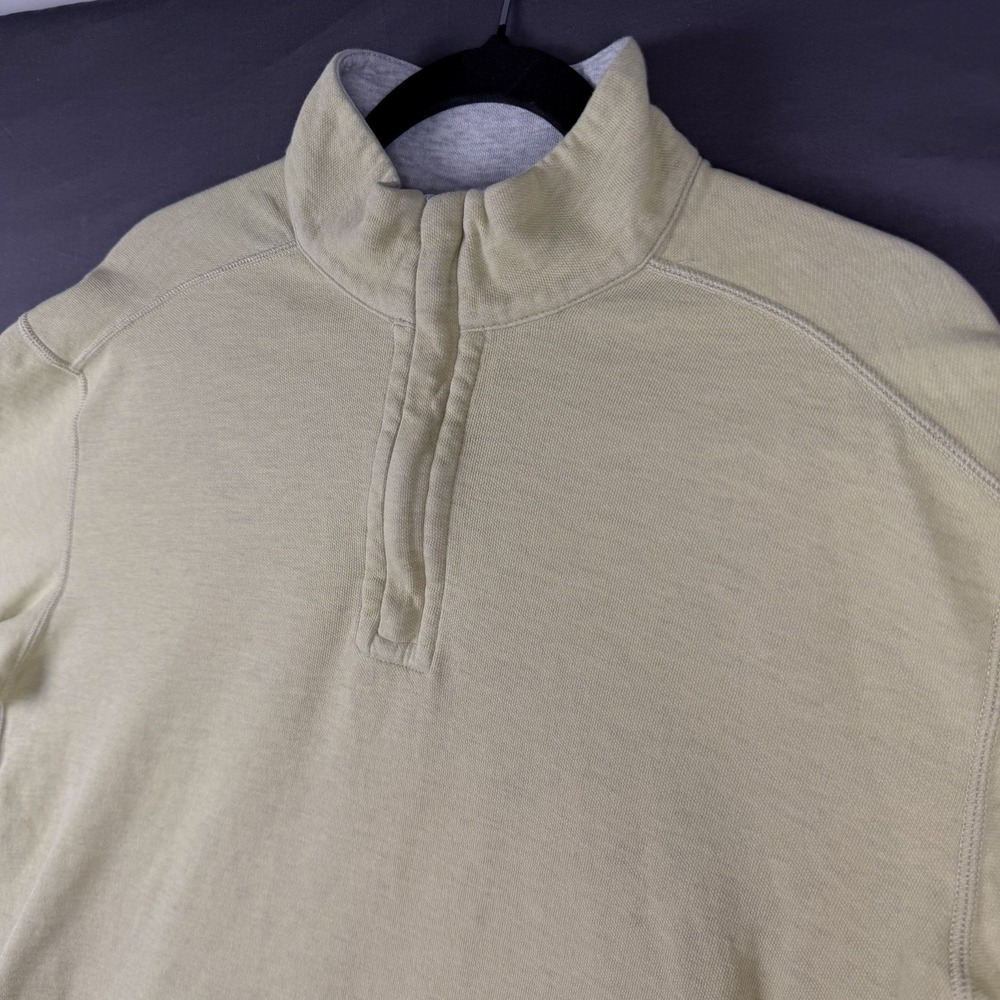 Tommy Bahama Men's M Olive Green Cotton Knit Zip Mock Neck Pullover Sweatshirt